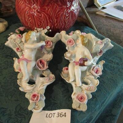 Porcelain Angel Set/Ceramic Pot