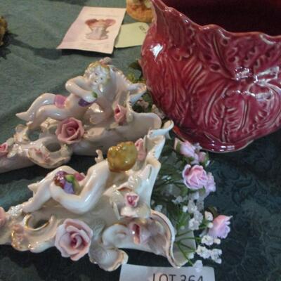 Porcelain Angel Set/Ceramic Pot