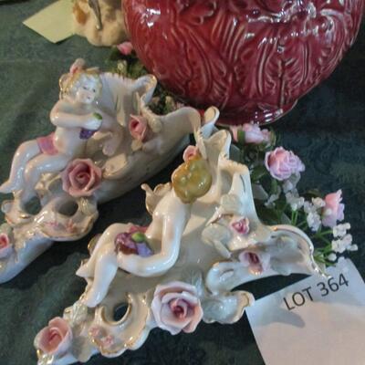 Porcelain Angel Set/Ceramic Pot