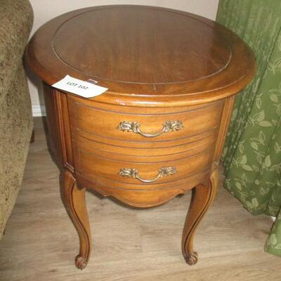 Round Wooden Mid-century End Table