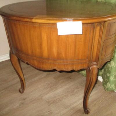 Round Wooden Mid-century End Table