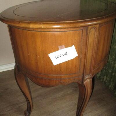 Round Wooden Mid-century End Table