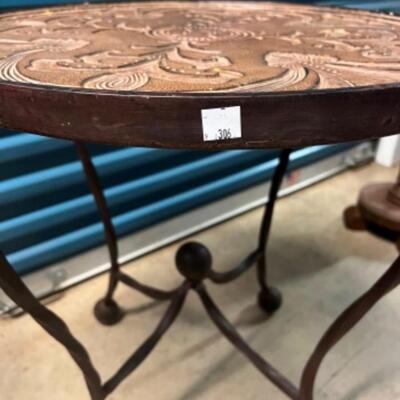 Engraved round side table