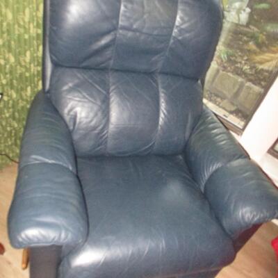 Blue Leather Recliner