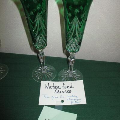 Green Waterford Crystal Flutes