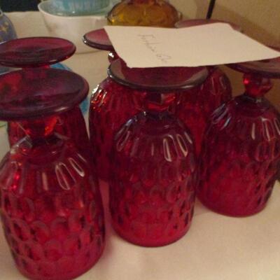 Fostoria-Cranberry glass/Amber Candy dishes