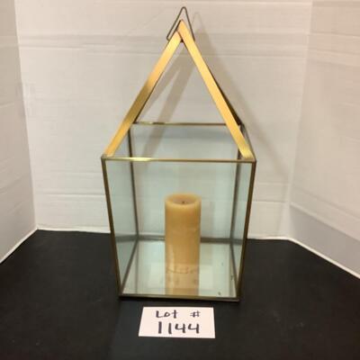 Lot 1144 Large Gold Lantern with Mirrored Base