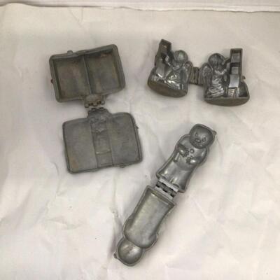 1171 Set of 3 Antique Eppelsheimer Pewter Winter Ice Cream Molds