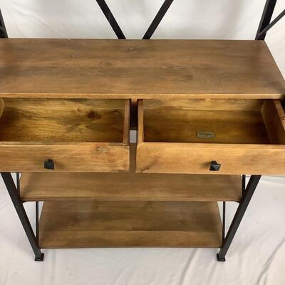 1043 Pier 1 Wood & Iron Weathered Metro Bookcase w/ 2 Drawers