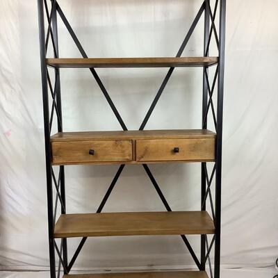 1043 Pier 1 Wood & Iron Weathered Metro Bookcase w/ 2 Drawers