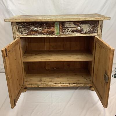 1044 Antique 2-Door & 2 Drawers Sideboard w/ Patina