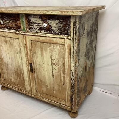 1044 Antique 2-Door & 2 Drawers Sideboard w/ Patina