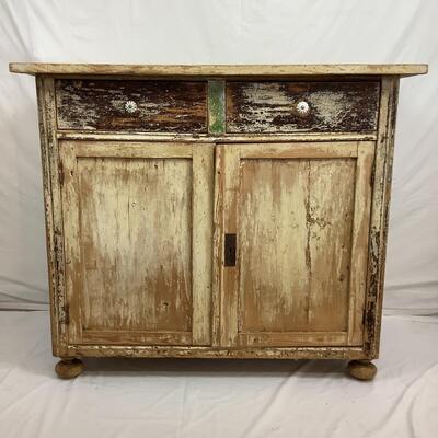 1044 Antique 2-Door & 2 Drawers Sideboard w/ Patina