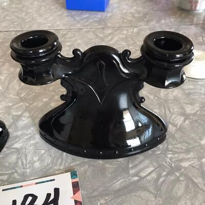 McKee Black Glass Candle Holders