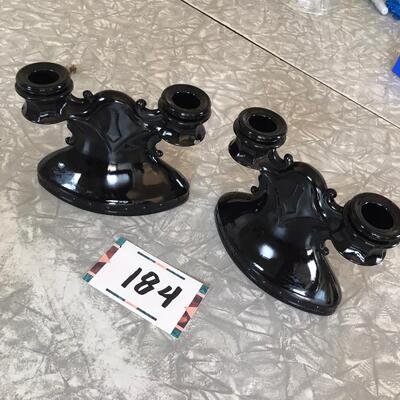 McKee Black Glass Candle Holders