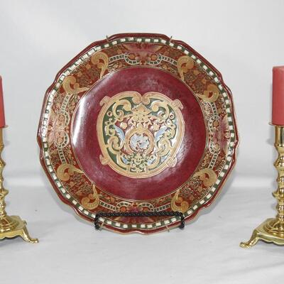 Collectible plate with set of candlesticks