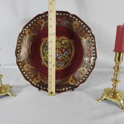 Collectible plate with set of candlesticks