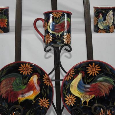Collectible rooster plates and mugs