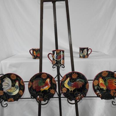 Collectible rooster plates and mugs