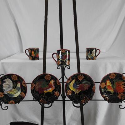 Collectible rooster plates and mugs