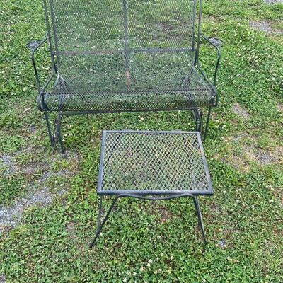1266 Vintage Black Wrought Iron Glider with Table