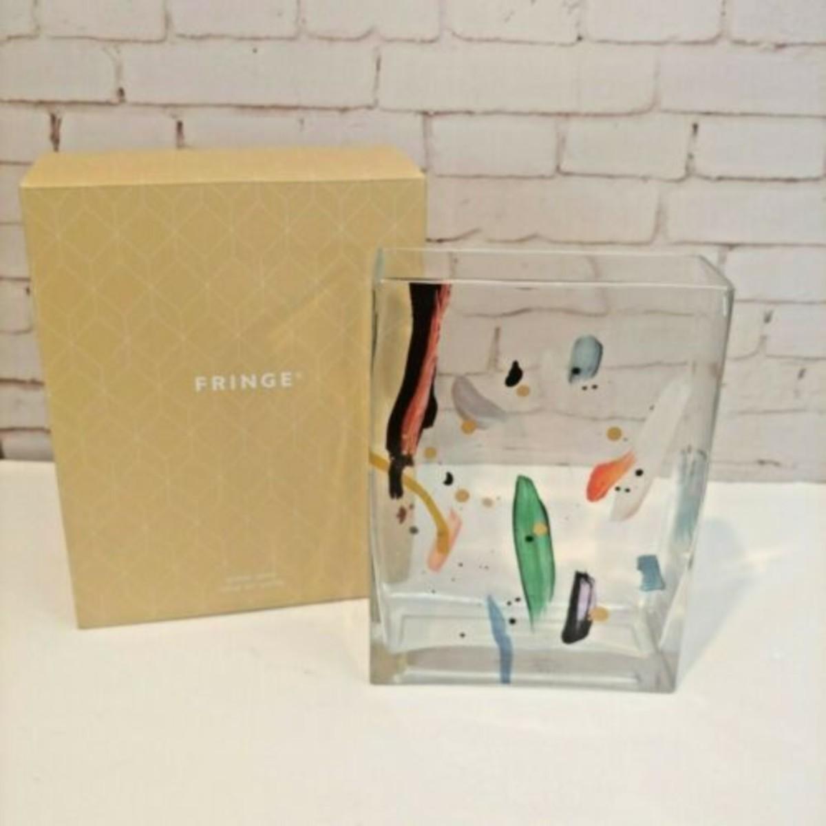 Fringe Studio Vase Clear Glass Colorful Multicolor Paint Strokes