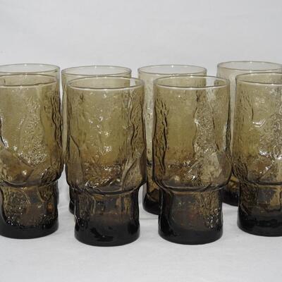 Vintage Libbey Rainey brown amber glasses