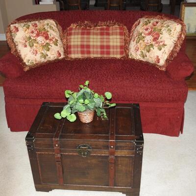 Red sofa loveseat & chest