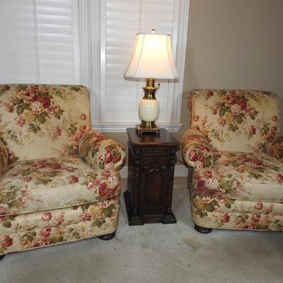Pair of Chairs and End Table with Lamp
