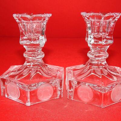Fostoria Coin Glass Candlestick Holders