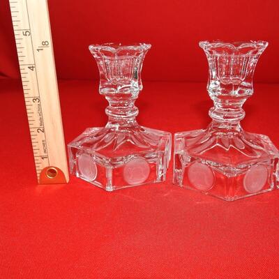 Fostoria Coin Glass Candlestick Holders