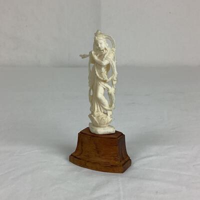 1267 St. George Fighting Dragon & Buddhist Carved Bone Figures