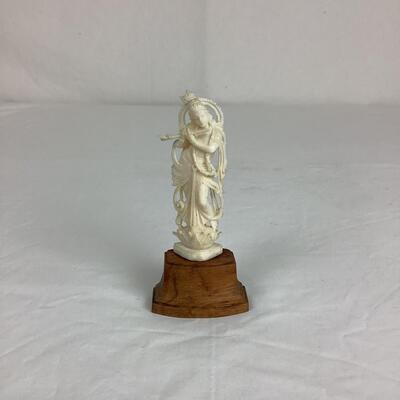 1267 St. George Fighting Dragon & Buddhist Carved Bone Figures