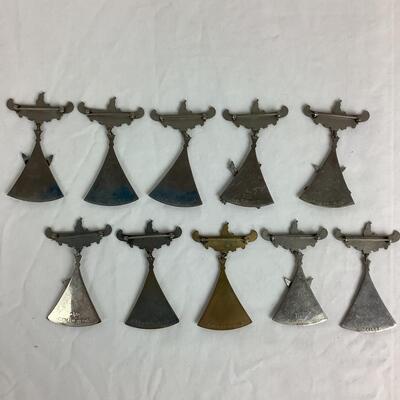 1269 Vintage Order of Red Men Degree of Pocahontas Canoe Pin Medallions