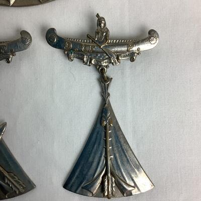 1269 Vintage Order of Red Men Degree of Pocahontas Canoe Pin Medallions