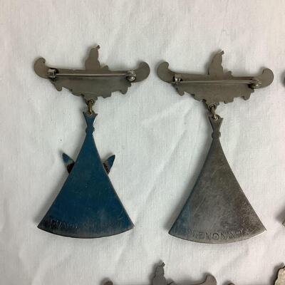 1269 Vintage Order of Red Men Degree of Pocahontas Canoe Pin Medallions