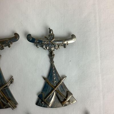 1269 Vintage Order of Red Men Degree of Pocahontas Canoe Pin Medallions