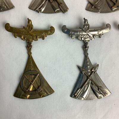 1269 Vintage Order of Red Men Degree of Pocahontas Canoe Pin Medallions