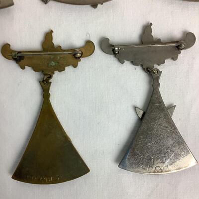 1269 Vintage Order of Red Men Degree of Pocahontas Canoe Pin Medallions