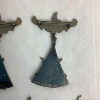 1269 Vintage Order of Red Men Degree of Pocahontas Canoe Pin Medallions