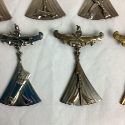 1269 Vintage Order of Red Men Degree of Pocahontas Canoe Pin Medallions