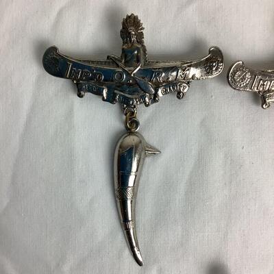 1270 IMP'D. O. R.M. Improved Order of the Red Men Clubs/Canoe Pin Medallions