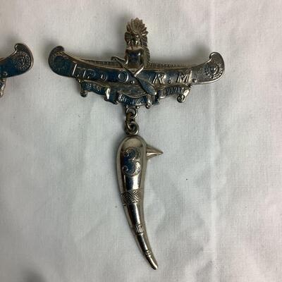 1270 IMP'D. O. R.M. Improved Order of the Red Men Clubs/Canoe Pin Medallions