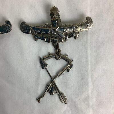 1271 IMP'D. O. R.M. Improved Order of the Red Men Weapons/Canoe Pin Medallions
