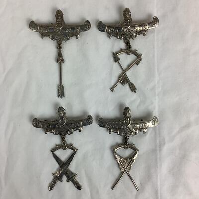1271 IMP'D. O. R.M. Improved Order of the Red Men Weapons/Canoe Pin Medallions