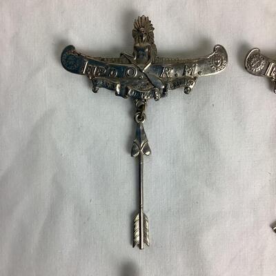 1271 IMP'D. O. R.M. Improved Order of the Red Men Weapons/Canoe Pin Medallions