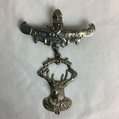 1272 IMP'D. O. R.M. Improved Order of the Red Men Deer/Canoe Pin Medallions