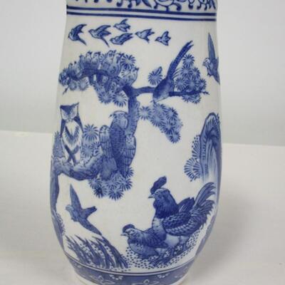 Formalities by Baum Bros Blue & White Bird Porcelain Vase