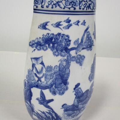 Formalities by Baum Bros Blue & White Bird Porcelain Vase