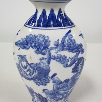 Formalities by Baum Bros Blue & White Bird Porcelain Vase